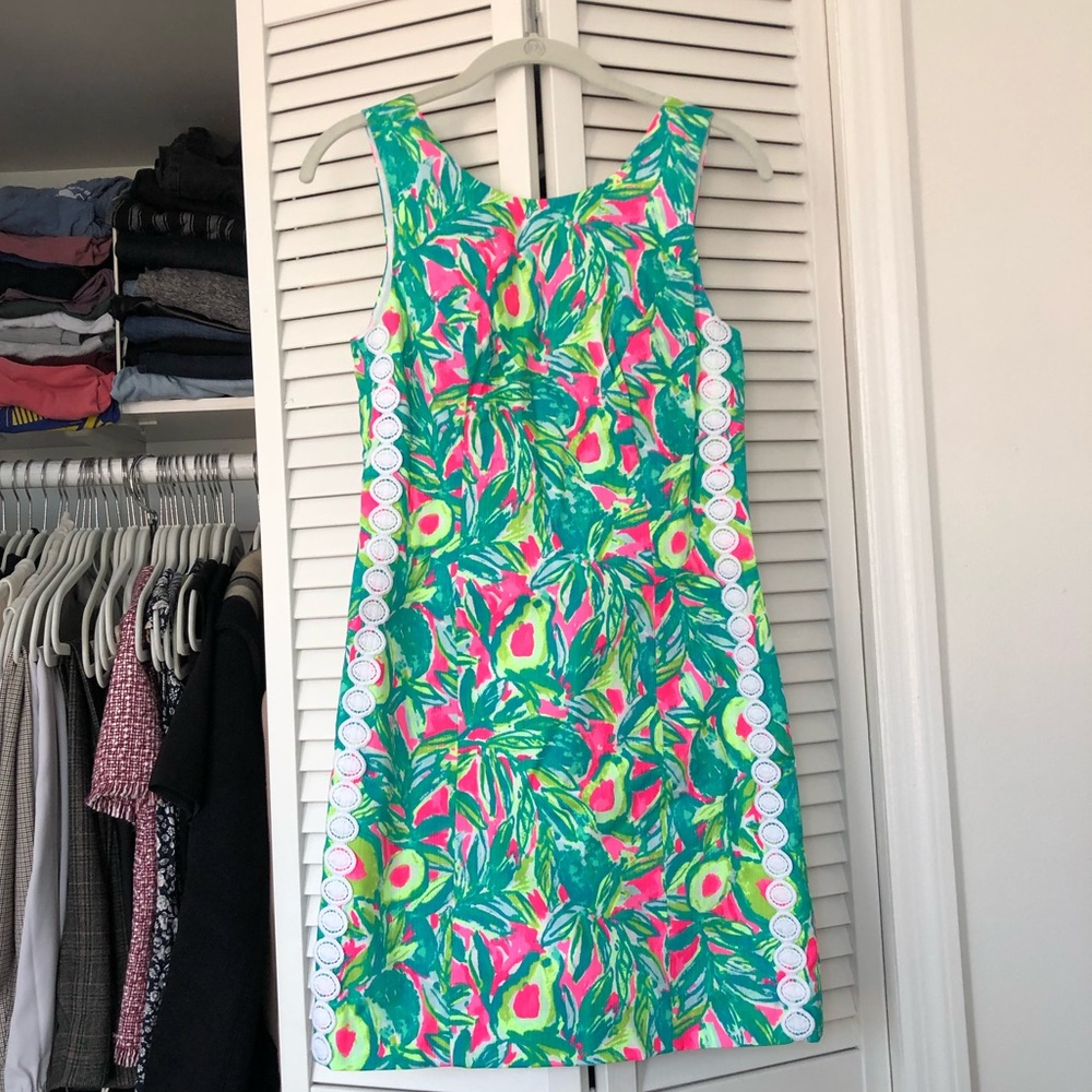 LILLY PULITZER 0 linen avocado print shift dress